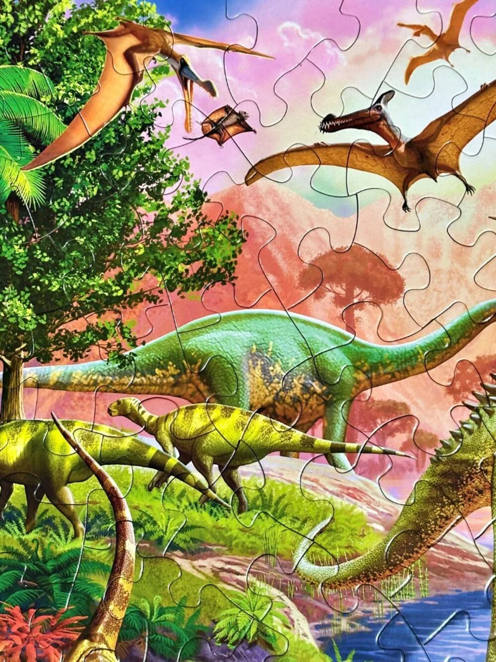 Bits and Pieces 100 Piece Puzzle Large Pieces World of Huge Dinosaurs COMPLETE!!